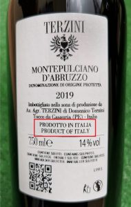 Etikett Ursprung Wein